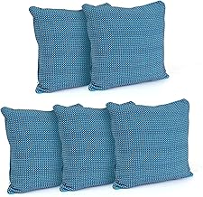 COMFORT WEAVE Set of 5 100% Cotton Decorative 300 TC Throw Pillow/Cushion Covers (16 Inch X 16 Inch),Blue