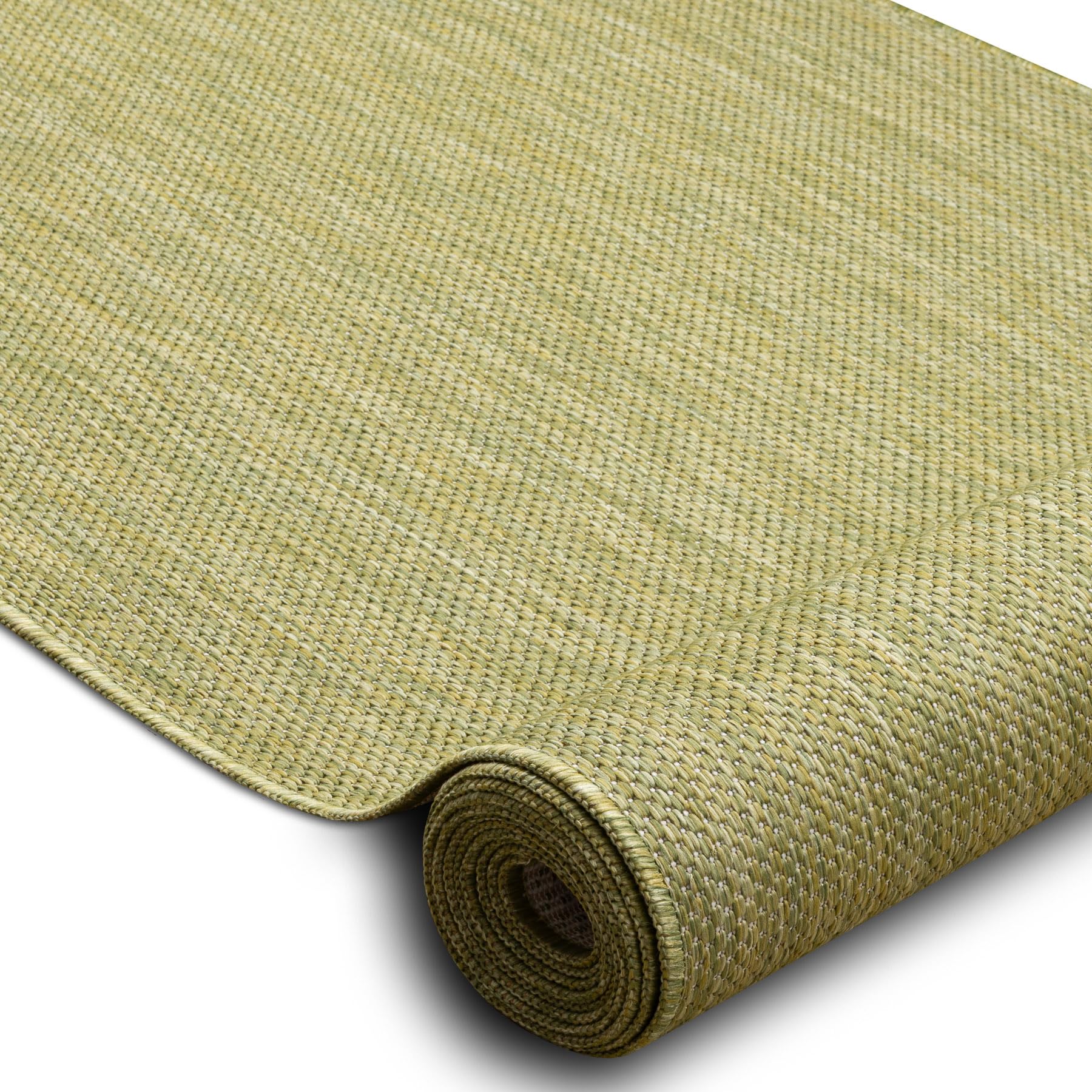 rugsx Tapis de Couloir SION Effet sisal, tissé Plat, résistant et Facile d’Entretien, intérieur extérieur, Cuisine entrée Balcon terrasse, Vert 80x300 cm