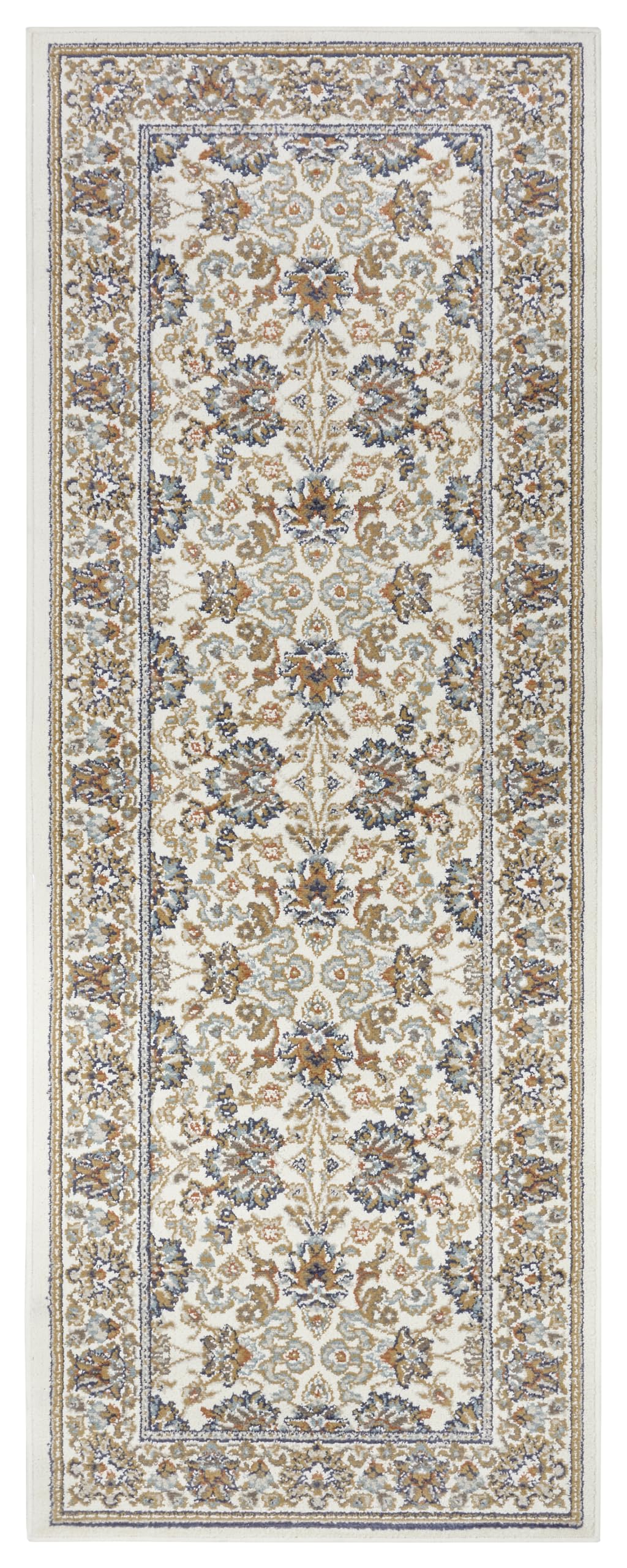 HANSE Home Saraceni Tapis Oriental Classique tissé serré avec Ornements et Motifs Floraux à Poils Courts Doux pour Chambre à Coucher, Salle à Manger, Salon, Couloir - Crème - 80 x 240 cm