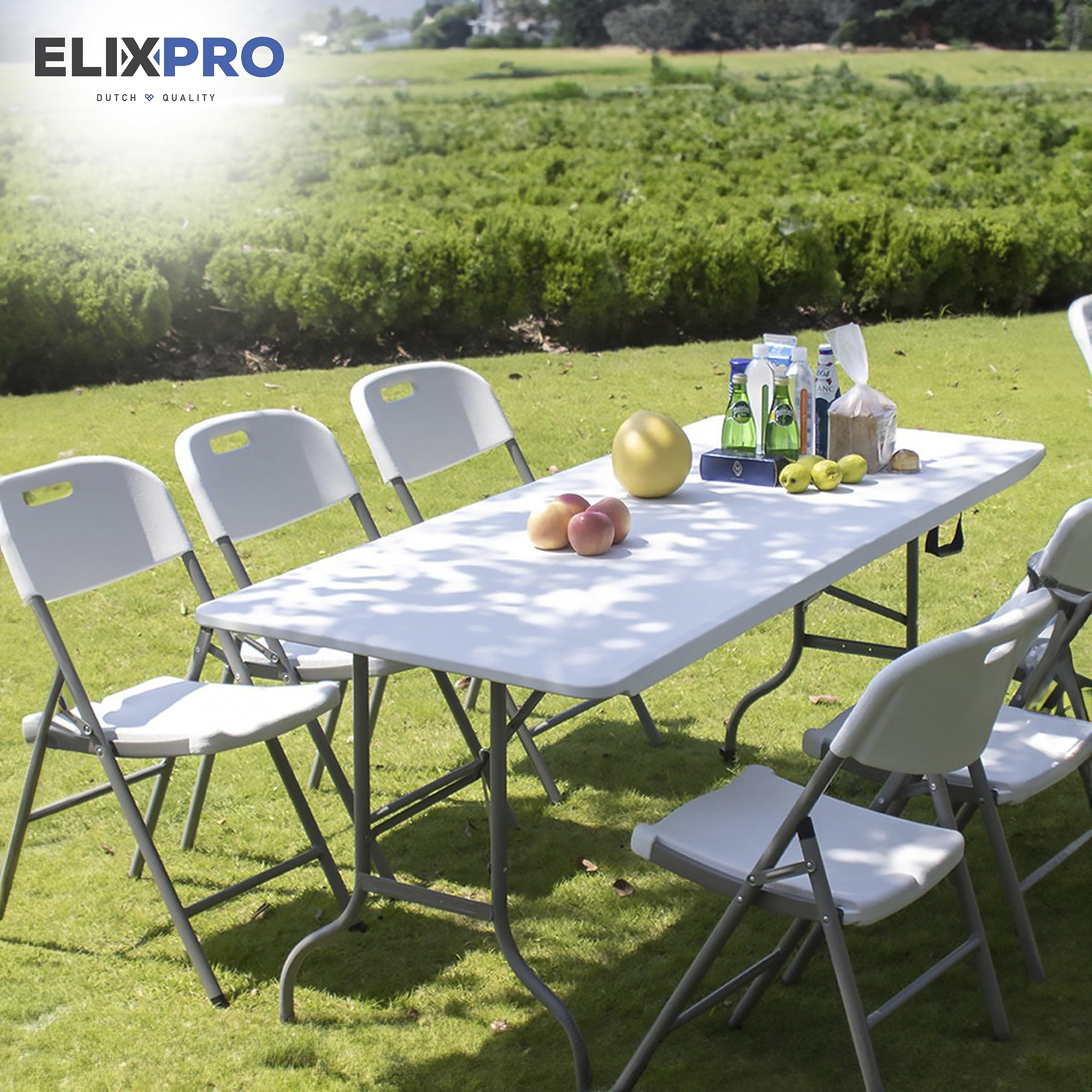 Tavolo Pieghevole Da Giardino 180x76cm - Portatile Con Struttura Metallo, Carico 100kg - Foto 8