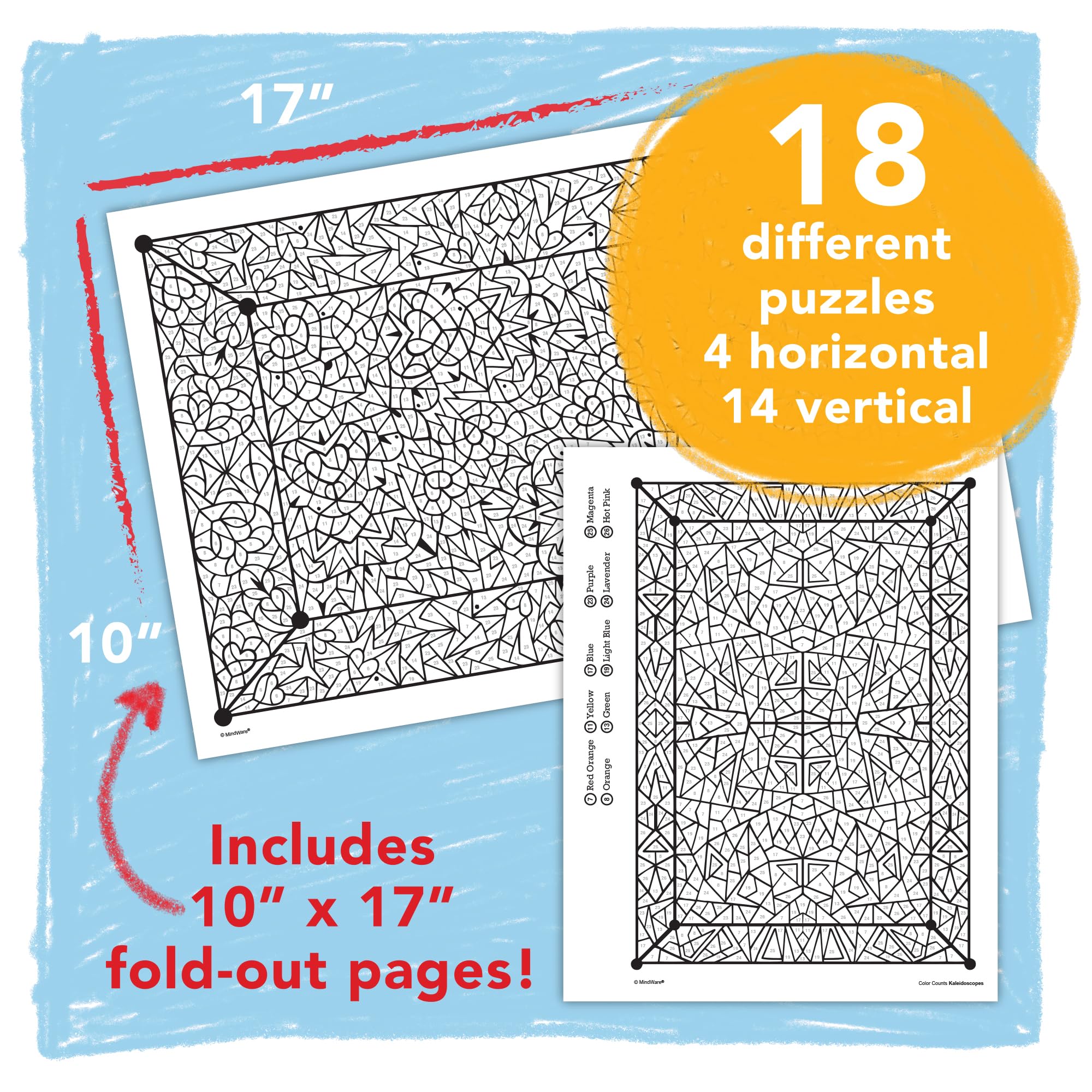 Amazon.com: MindWare Color by Number Mystery Mosaics: (Book 14