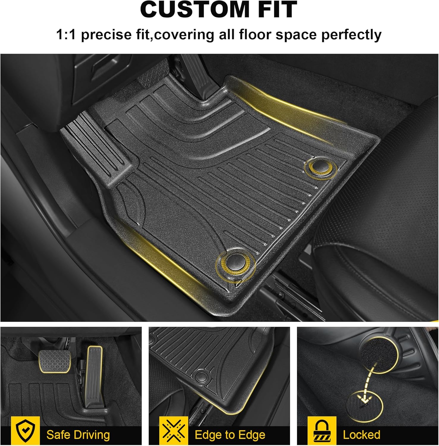 Floor Mats & Cargo Mat Custom Fit 2019-2026 BMW 3 Series Sedan (Without Spare Tire Compartment) - All Weather Floor Liners for 3 Series 330i M3 M340i Car Mats Accessories Black (NOT for GT)