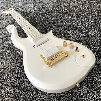 Amazon | 白い装飾が施された白い特殊形状エレキギター - パッシブ