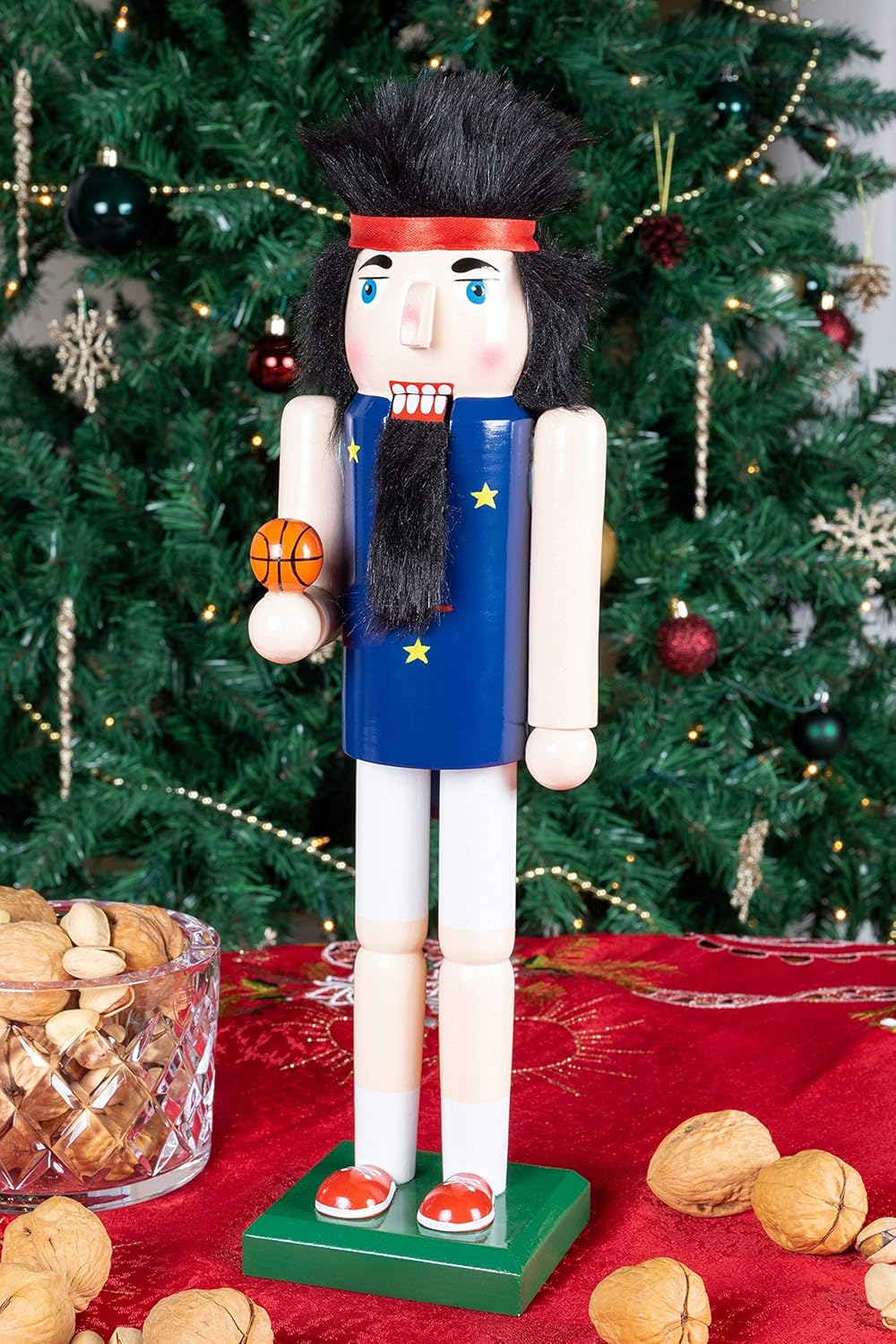 Clever Creations Basketball Player 14 Inch Traditional Wooden Nutcracker, Festive Christmas Décor for Shelves and Tables