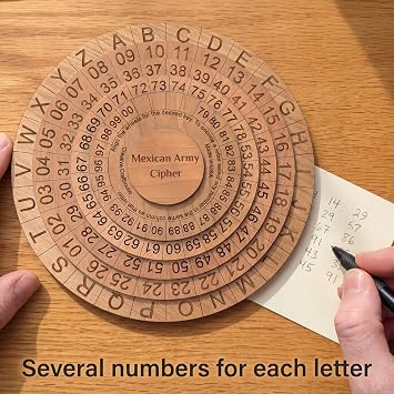 Creative Crafthouse Mexican Army Cipher Wheel, Wooden 5-Disk Decoder
