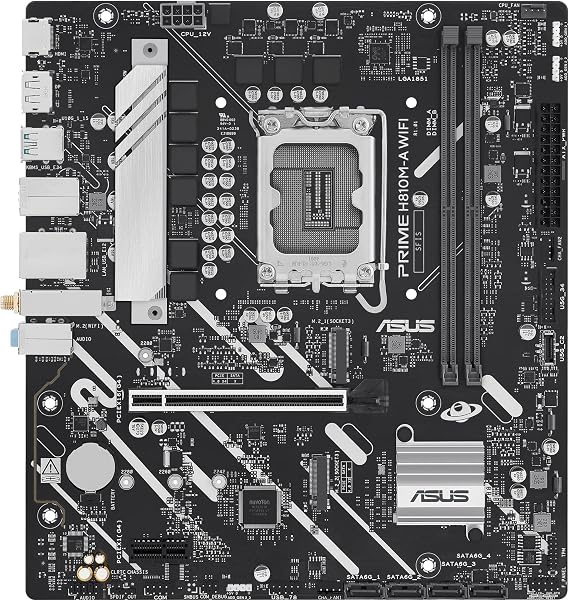 ASUS PRIME H810M-A WIFI Intel H810 LGA1851 DDR5 6400 DP HDMI Dual M2 USB3.2 AX WiFi + BT AURA RGB matX 6+1+1+1 Power Stages, ASUS 5X PROTECTION III, Ready for Advanced AI PC
