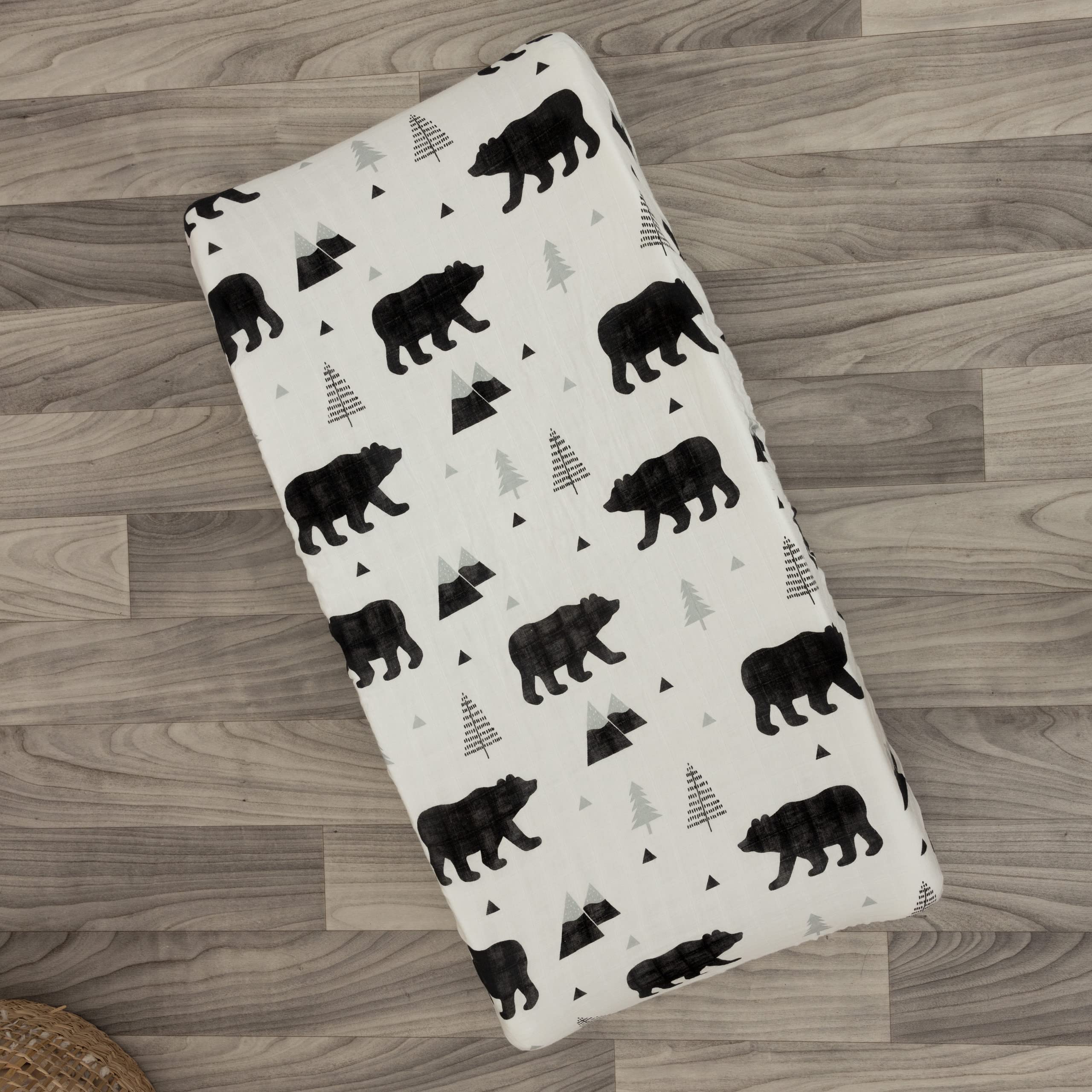 Funda para cambiador de bebé orgánica, funda para cambiador de muselina para niños, algodón orgánico suave y bambú, bosque de oso bebé, 16 x 32 pulgadas 5