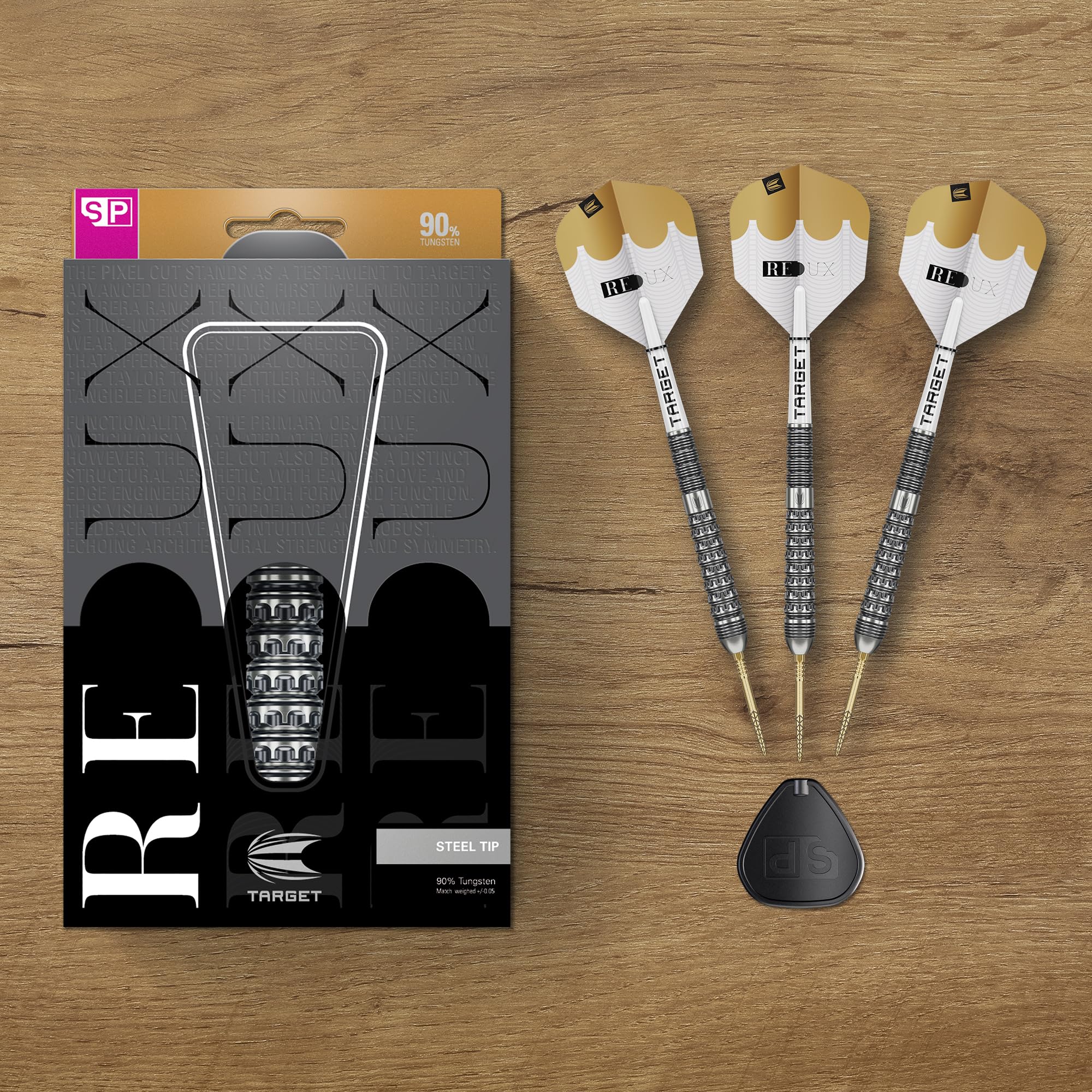 Target Darts Redux 90% Freccette Tungsteno Punta Acciaio 22-26G Alette PRO Ultra Aste PRO Grip Tag Punte DX Dorate Strumento SP
