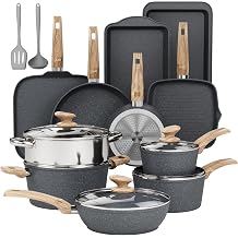 Kitchen Academy Pots and Pans Set Non Stick, 17pcs Induction Cookware