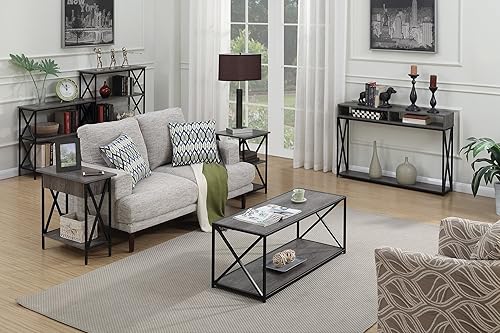 Miniatura 5 de Convenience Concepts Tucson - Mesa auxiliar con estantes, gris desgastadonegro