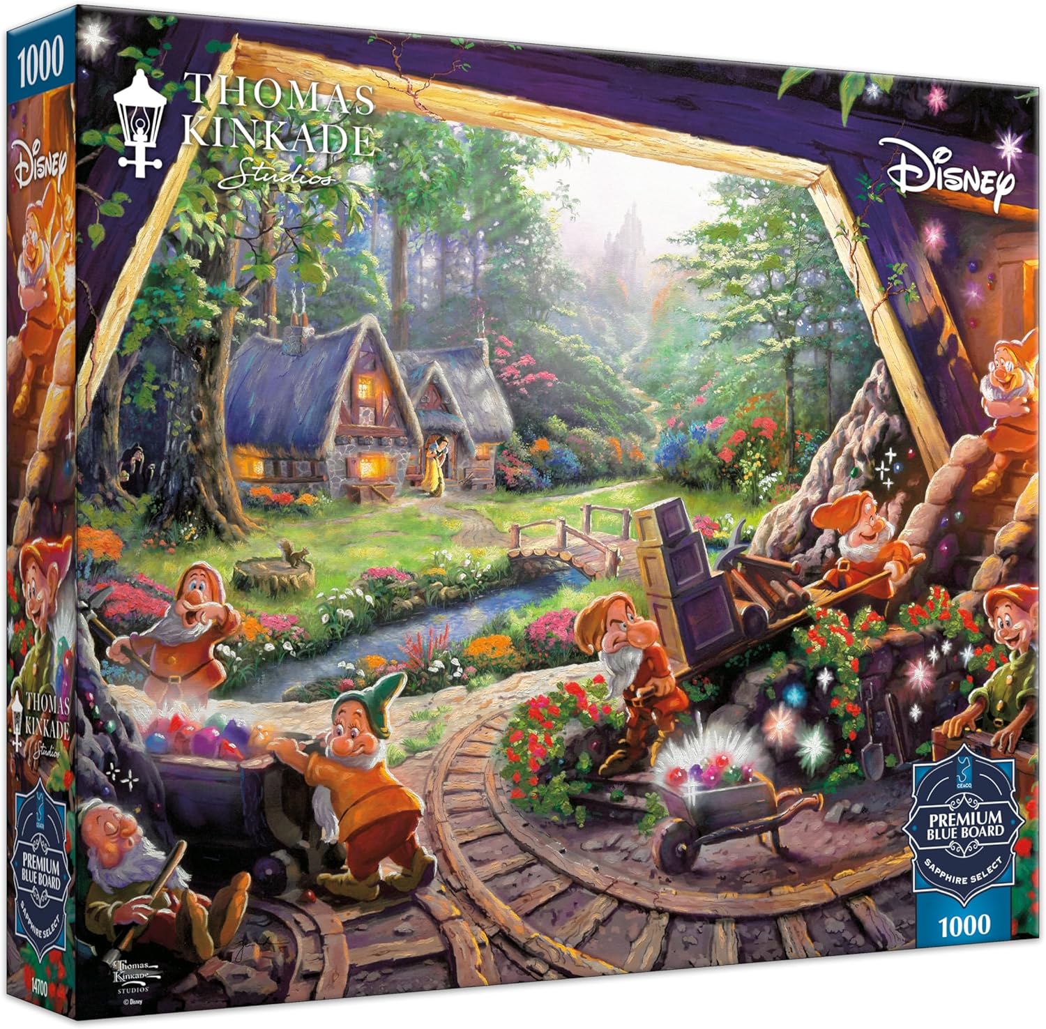 Buffalo Games – Thomas Kinkade Disney Seven Dwarfs 1000 Piece Jigsaw Puzzle | Sapphire Select Premium Blue Board Puzzle