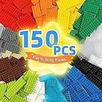 Noorastars 150PCS Small Base Plates for MOC Building - 12 Sizes, 14 Colors, Lego Compatible DIY Boards