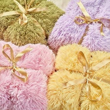 Chanasya Premium Solid Faux Long Fur Throw Blanket - Soft, Fuzzy Throw Blanket - for Bed or Couch - 50" x 65" - Purple Orchid