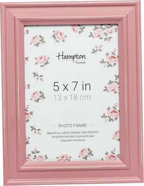 Hampton Frames PALOMA Distressed Shabby Chic Picture Photo Frame Pink 5x7 (13x18cm) PAL301957P