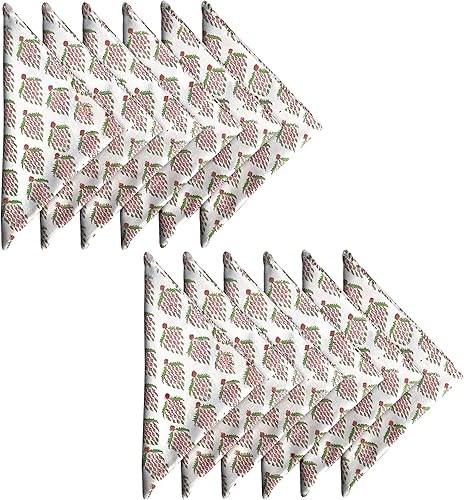 Miniatura 9 de AVKA Studio Servilletas de cena de algodón con estampado de 18 x 18 pulgadas, juego de 12 servilletas de tela lavables, uso diario o cena y eventos,