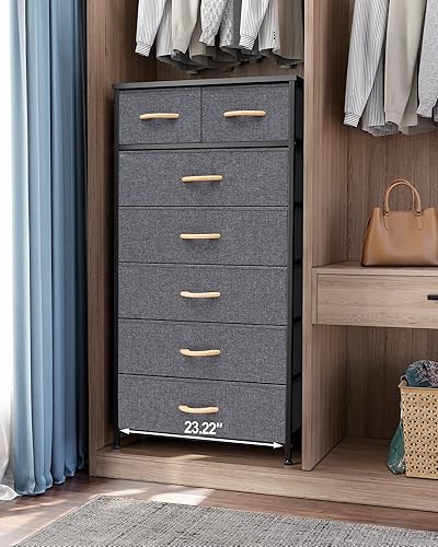 Miniatura 10 de Cómoda Crestlive Products vertical, torre de almacenamiento, con estructura robusta de acero, parte superior de madera, cajones de tejido fáciles de