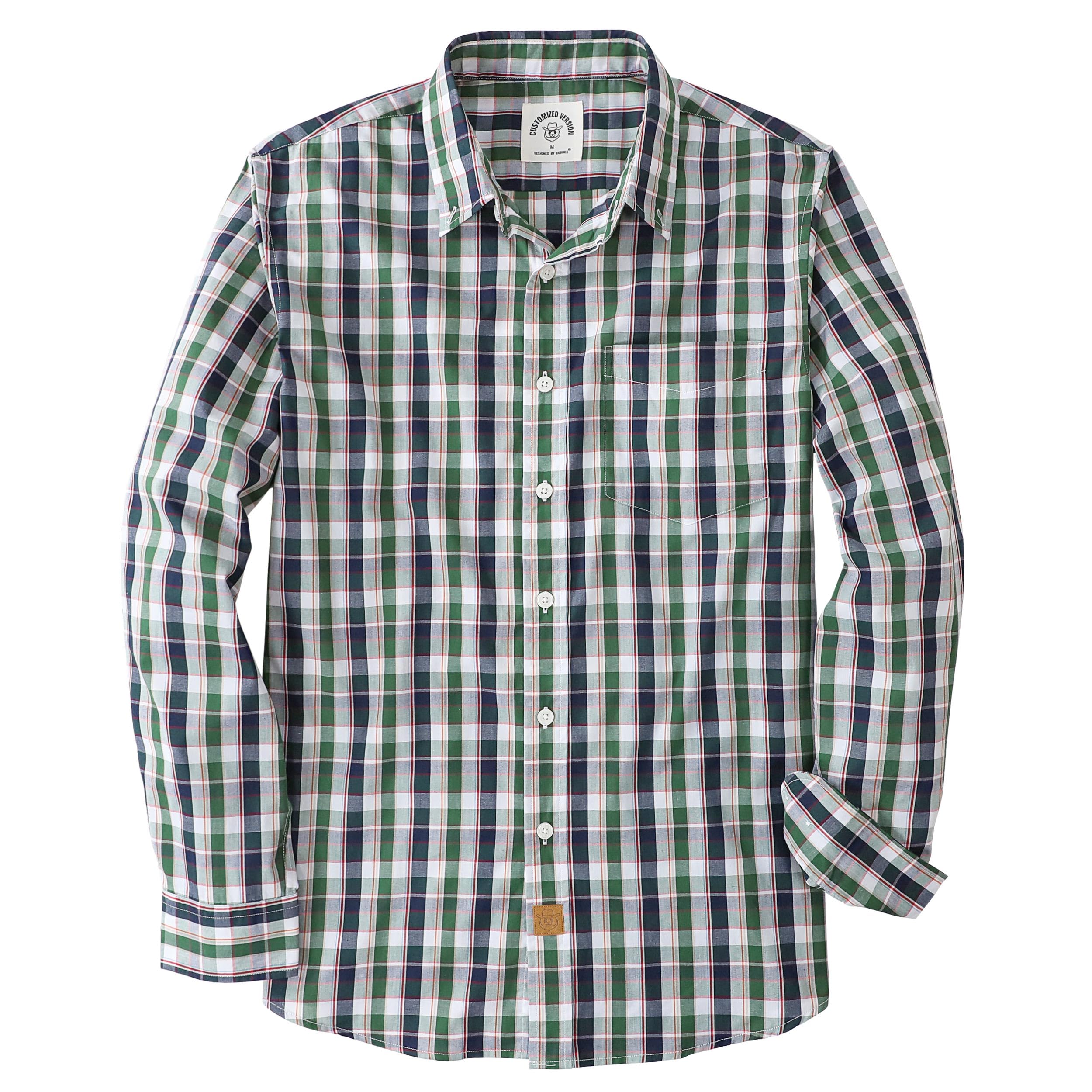 Dubinik® Camicia Quadri Uomo Casual Leggero Botton Down Regular Fit con Taschini