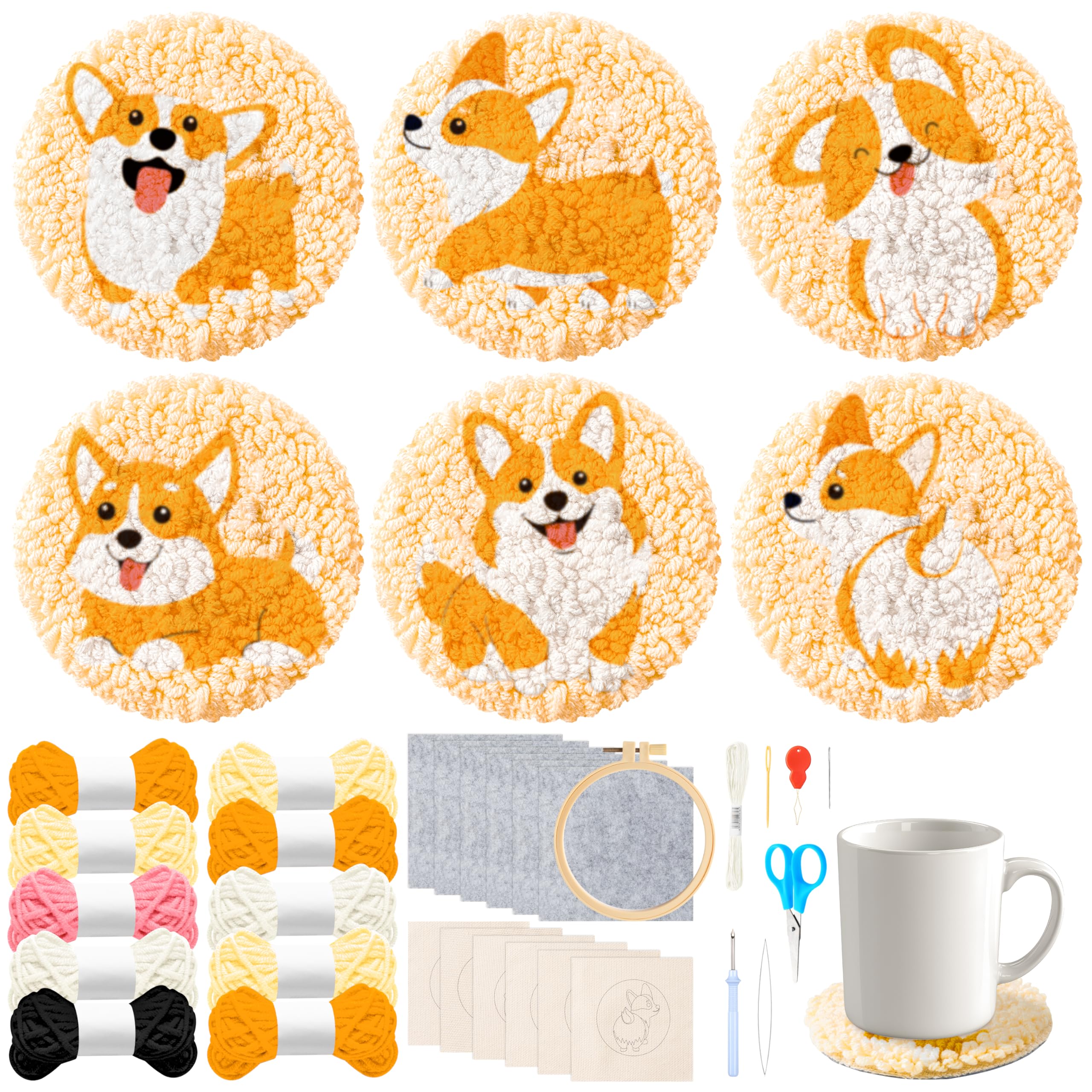 Amazon.com: WATINC Dogs Punch Needle Coaster Kit - 22Pcs Easy Art Work ...