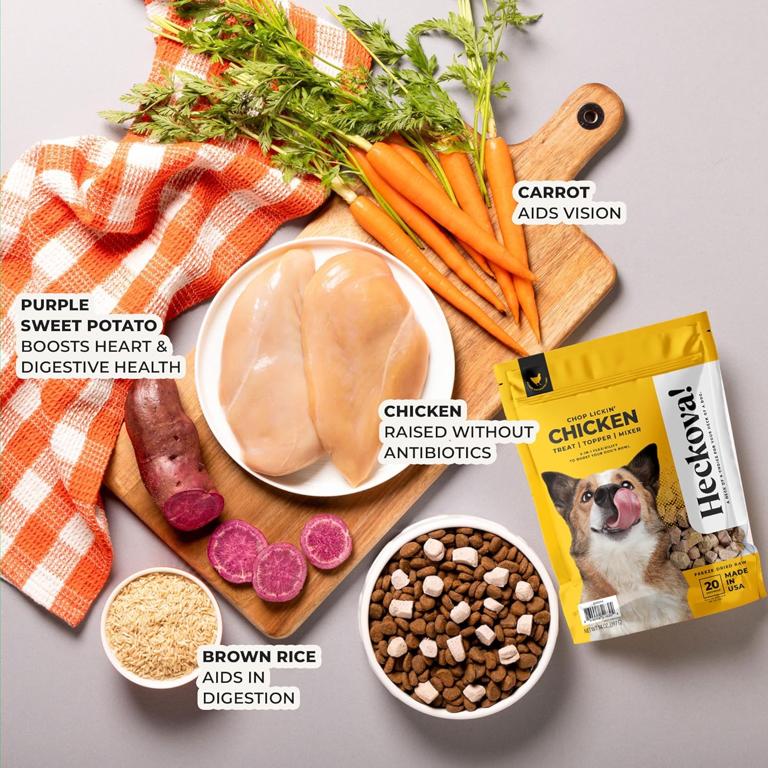 Chop Lickin’ Chicken - Dog Treats Freeze Dried Chicken, Complete Meal & Topper, Real Cuts for Training - High Protein (21g Per Cup) Training Treats for Dogs, Made in The USA, 14oz Bag