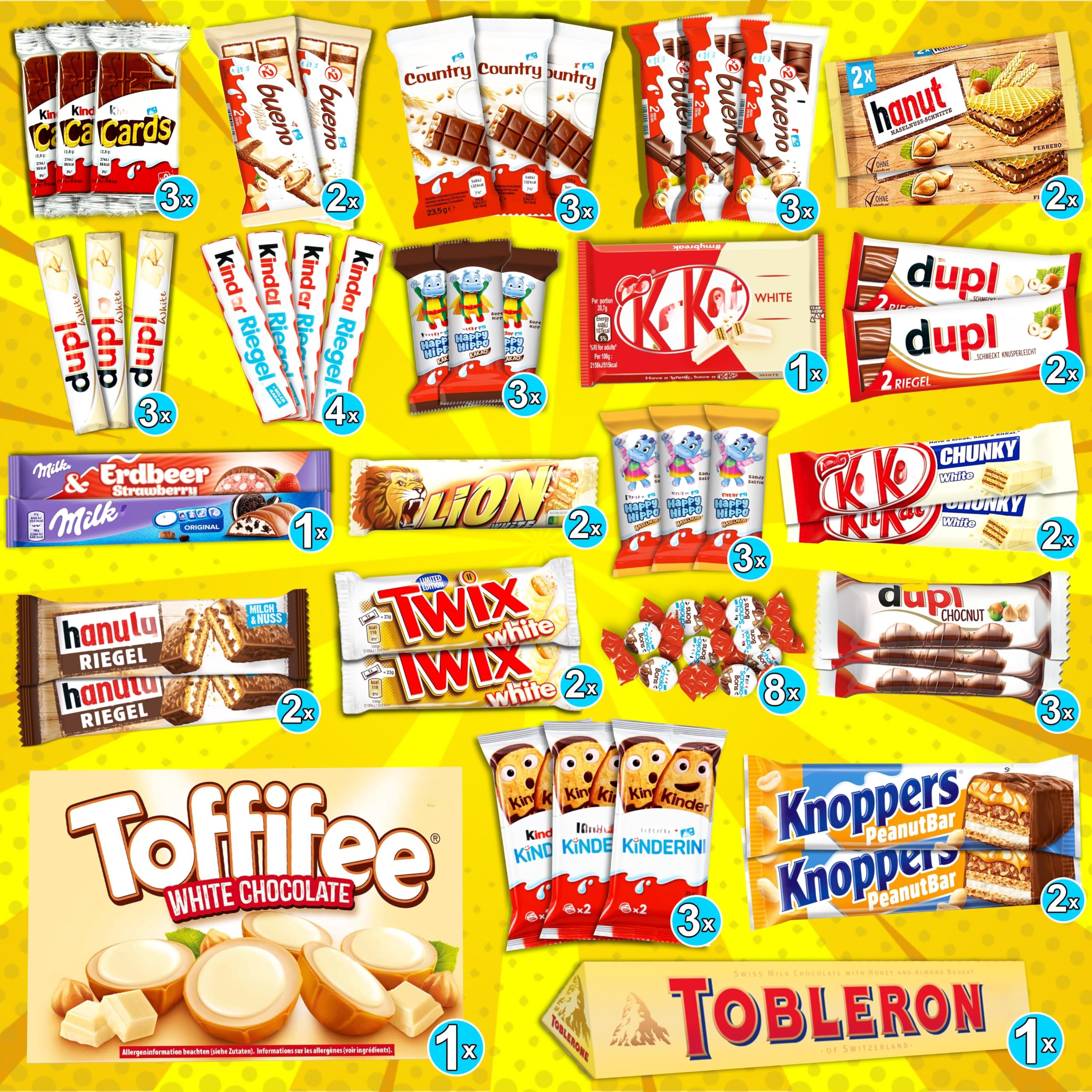 Caja de Chocolate Mega XXL | 50+ Barras de Chocolate y Dulces | Caja Regalo para Familia, Niños y Oficina | Idea de Regalo | Snack de Energía y Reserva de Dulces | Candy Box | Candy & Bar®
