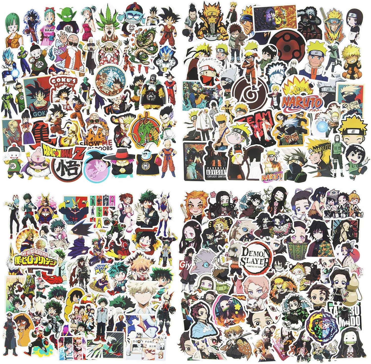 amazon com roberly 200pcs mixed anime stickers waterproof naruto stickers my hero academia demon slayer dragon ball z stickers skateboard laptop stickers for teens luggage decal multi toys games