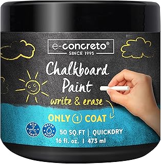 Sponsored Ad - e-concreto One Coat Blackboard Paint Black + Chalk (16 fl. oz.) | Water-based and Non-toxic | Black Chalkbo...
