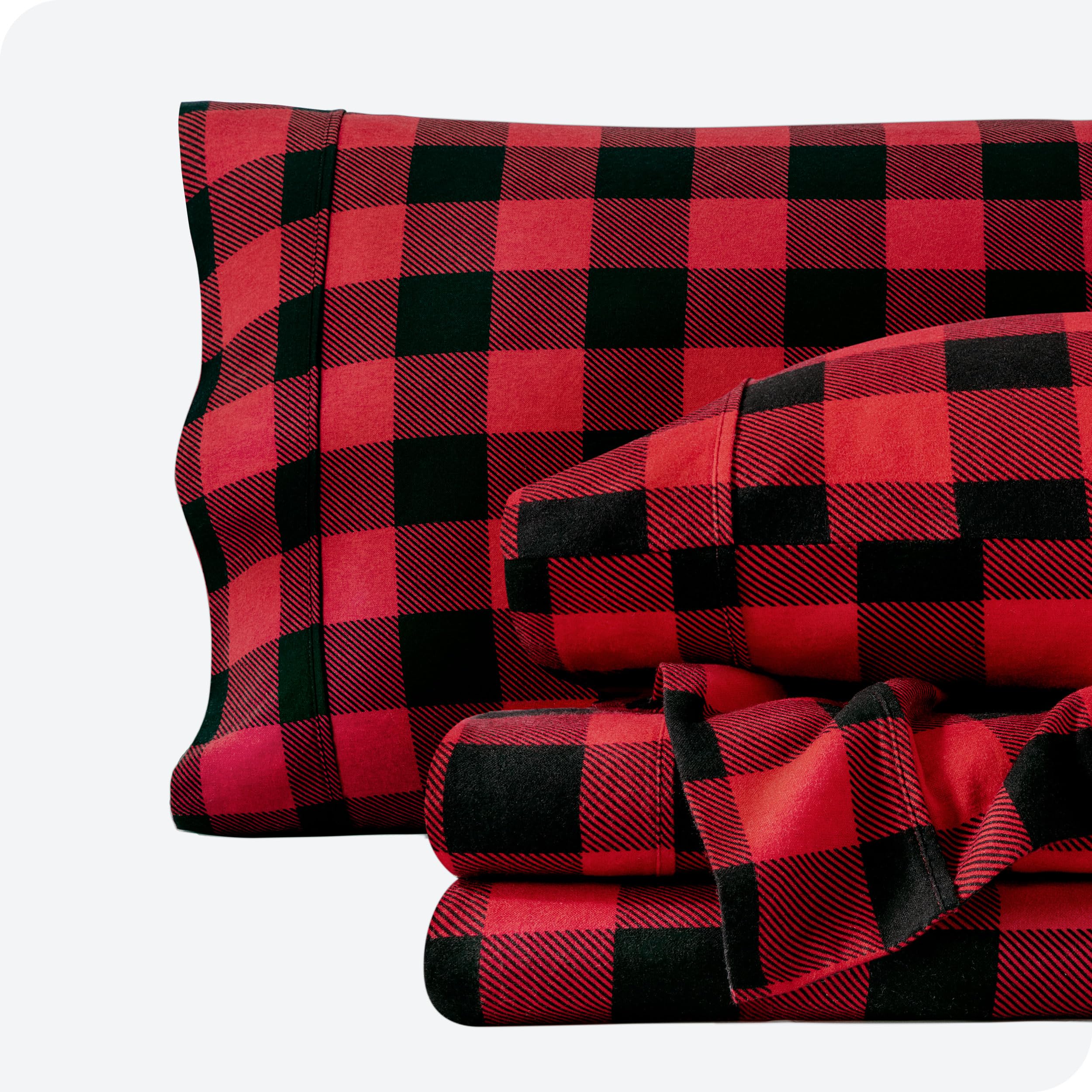Bare Home Flannel Sheet Set Prints, 100% Cotton, Velvety Soft Heavyweight - Christmas Holiday Sheets - Double Brushed Flannel - Extra Softness, Comfort - Deep Pocket (Queen, Buffalo Plaid - Red/Black)