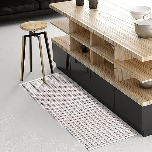 Miniatura 7 de THE BEER VALLEY Alfombra de pasillo 100% algodón, 2 x 6 pies, grisbeige, reversible, para sala de estar, cocina, dormitorio, pasillo, 24 x 72