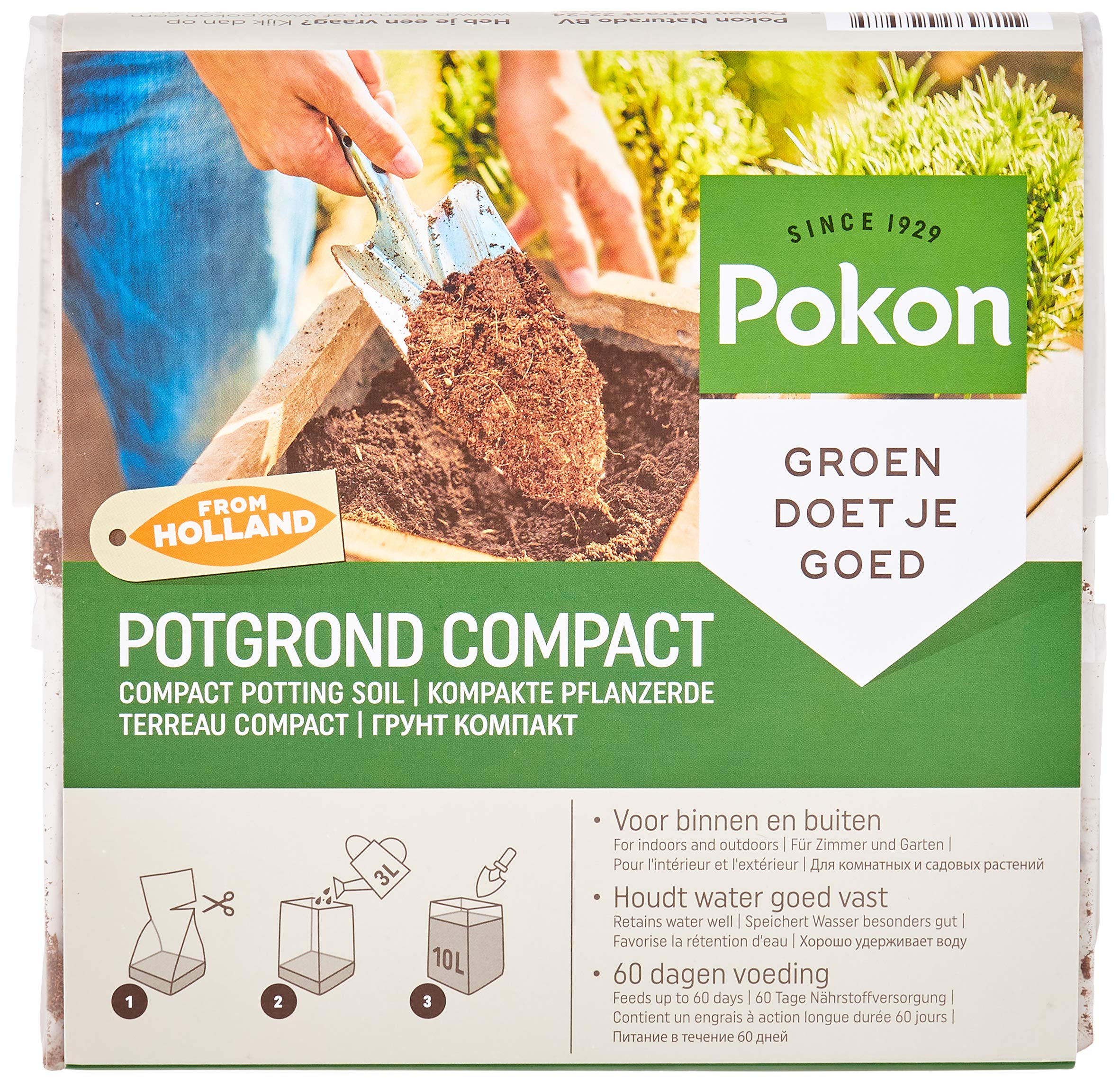 Pokon Tierra compacta de fibra de coco compacta para macetas de balcón y jardín, 2 meses prefertilizada, 10 l