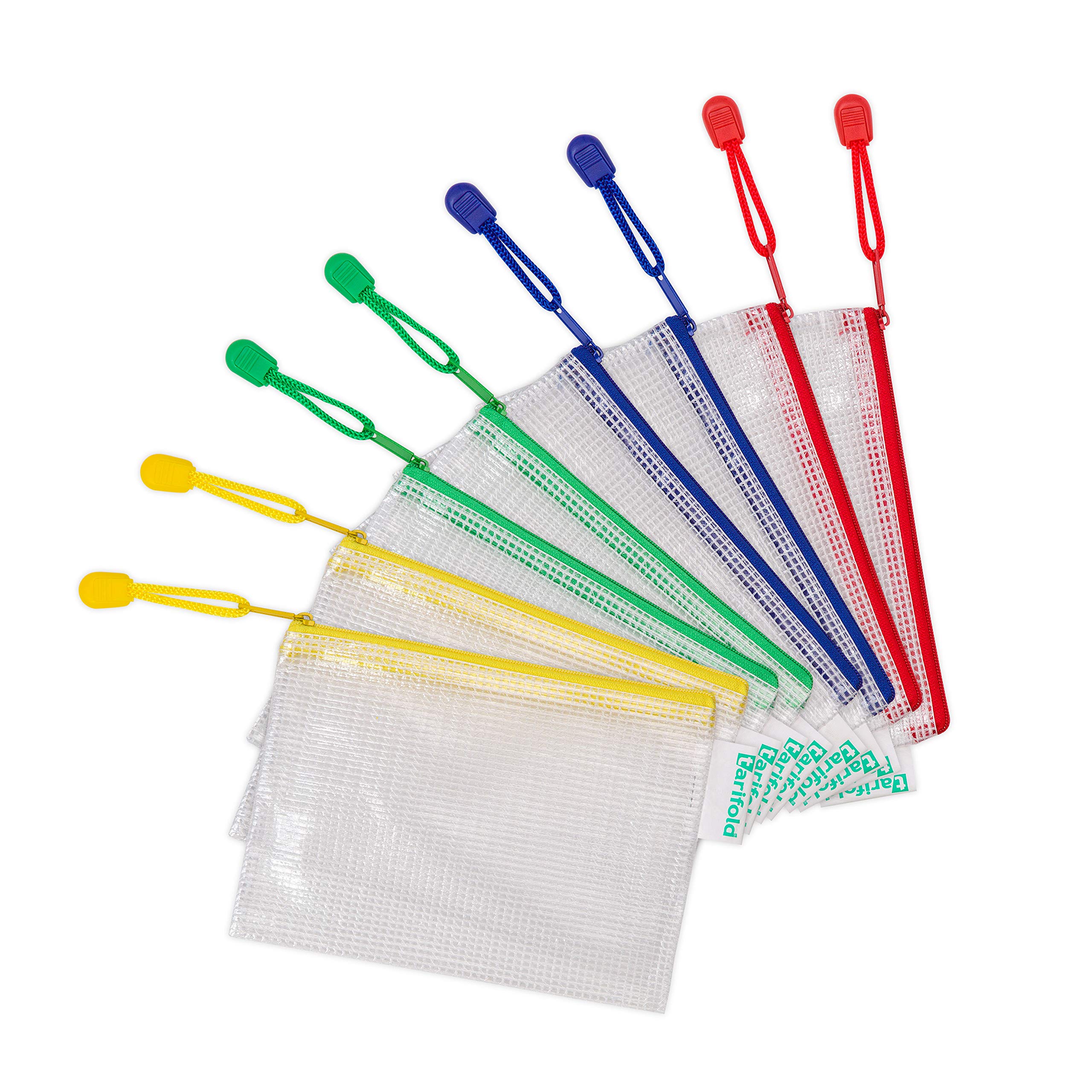 Djois made by Tarifold 509069- Lot de 8 Pochettes Plastique Format A6 Zip, Fermeture éclair Document Chemises transparentes Doss