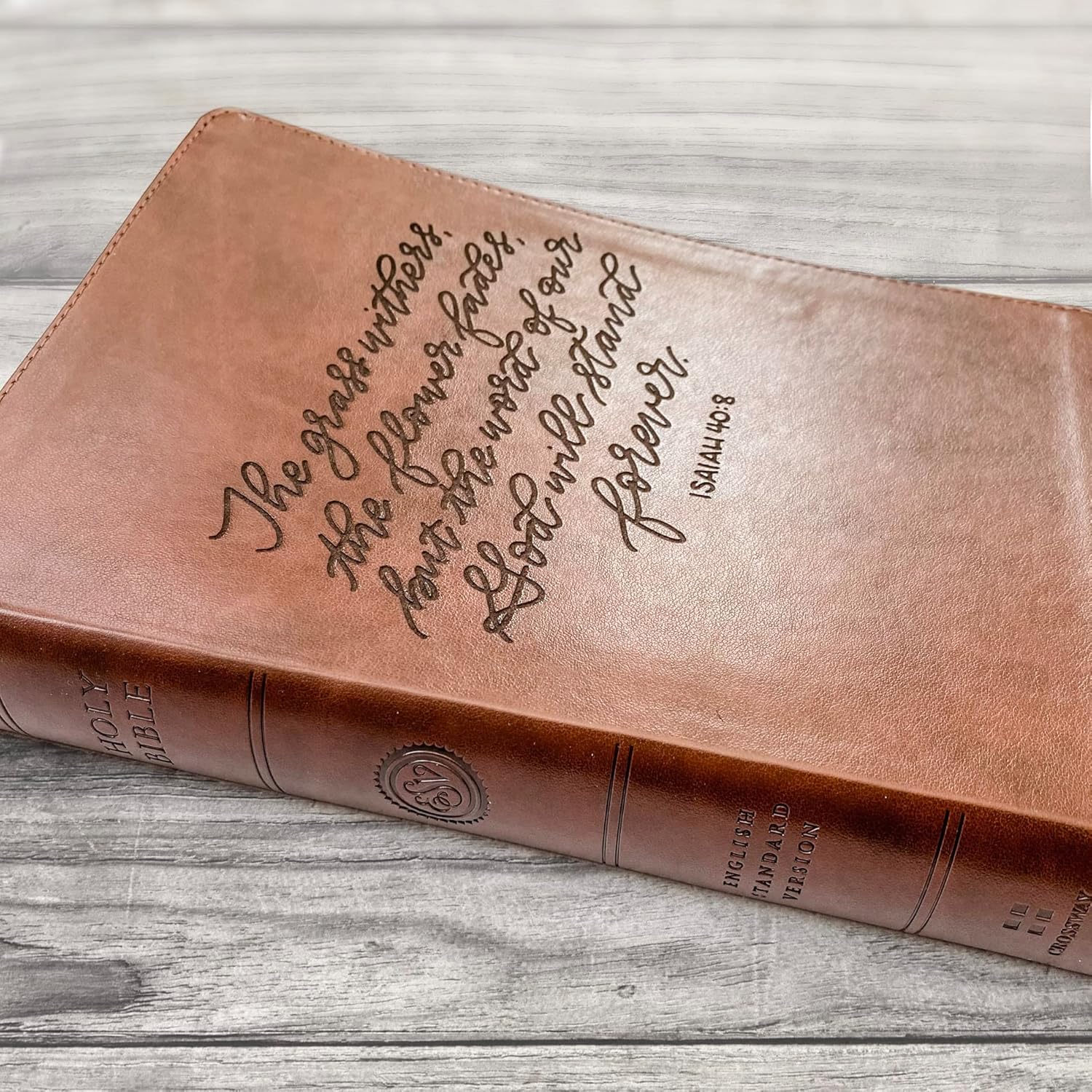 JOY CREATIVE ESV Wide-Margin Red Letter Bible | Personalized with Name | Custom Design is Hand Lettered and Laser Engraved | Gift for Birthday, Baptism, Graduation, Wedding...