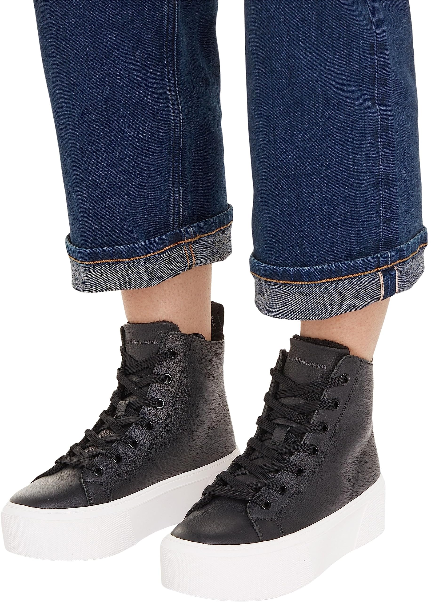 Calvin Klein Cupsole Flatform Mid WL Lth Wn Yw0yw01180 Sneaker con Suola cupsoleDonna
