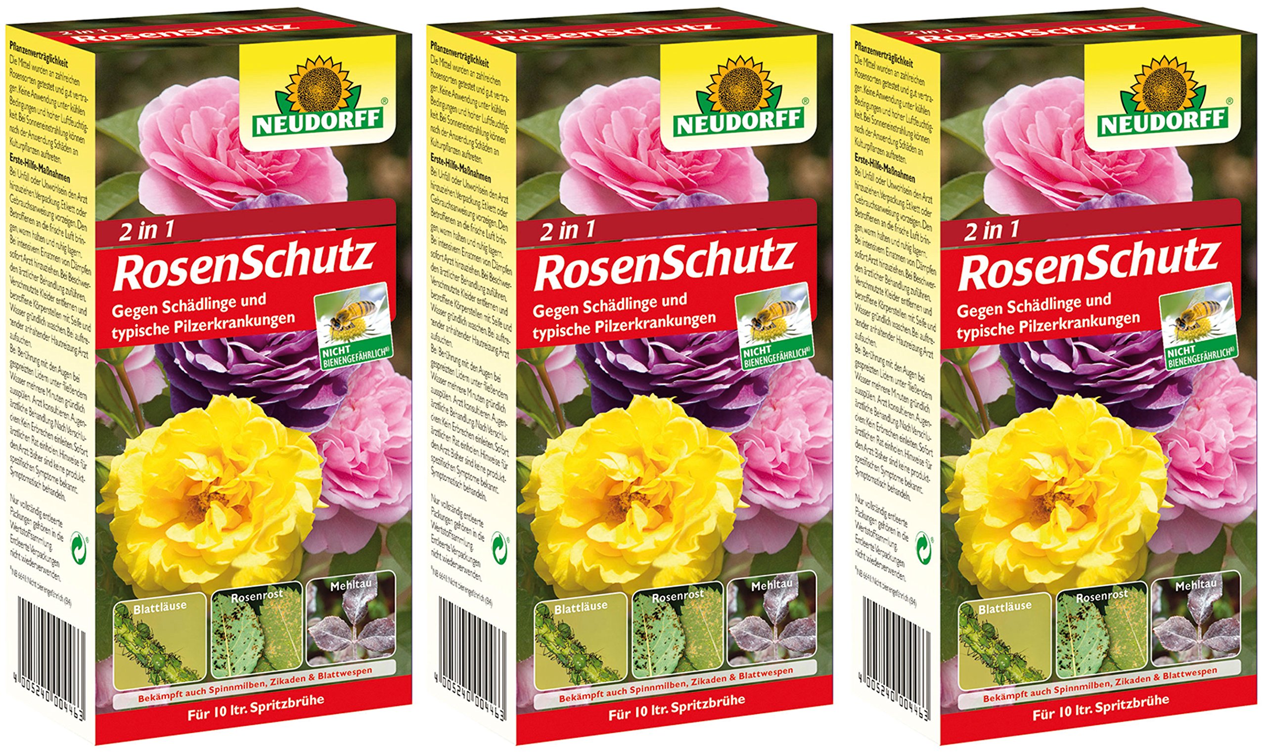 3 x Neudorff 2 in1 RosenSchutz Kombipack, Spruzit Schädlingsfrei und Fungisan Rosen-Pilzfrei