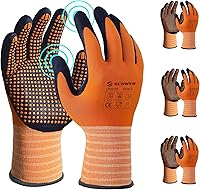 SCHWER LT5619 3 Pairs Micro-Foam Nitrile Work Gloves - Level 4 Abrasion Resistant, Touchscreen Grip for Mechanics, Gardening, General Use (Large)