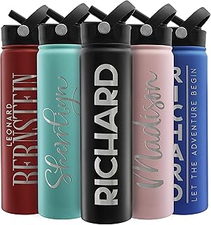 Amazing Items Personalized Water Bottle w/Straw & Lid, 24 oz - Black | C...