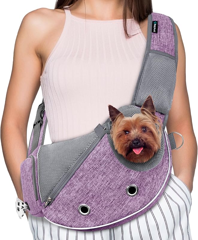 Slings para Cães e Gatos Pequenos PetAmi com Alça Ajustável, Roxo, até 2,27 kg