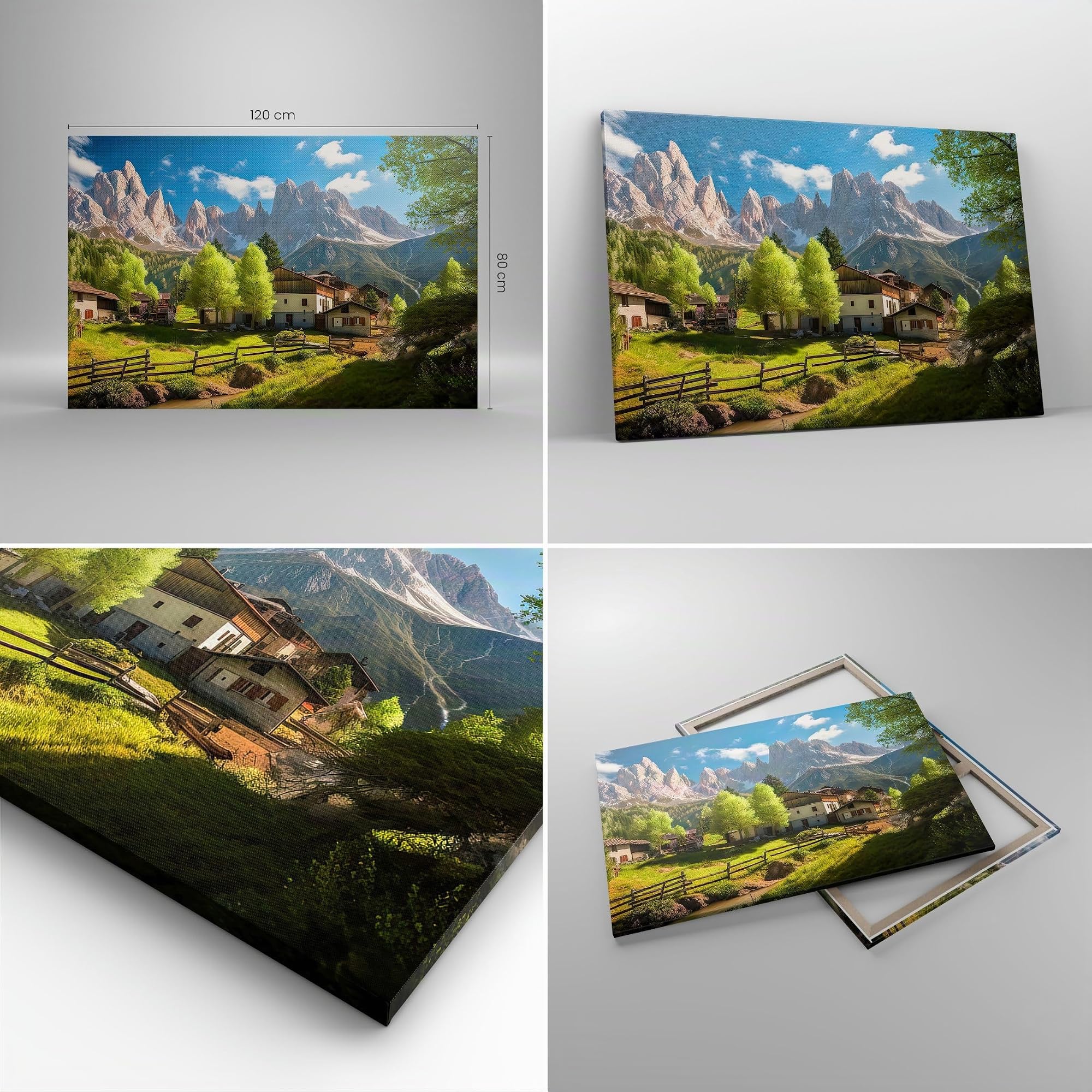 Lienzo Decorativo 120x80cm Moderno Horizontal Arquitectura Paisajes - 5814 | montañas Paisaje Alpes Cuadro sobre Lienzo Grande Arte mural Decoración del Hogar Salón Dormitorio Oficina Cuadros de Pared