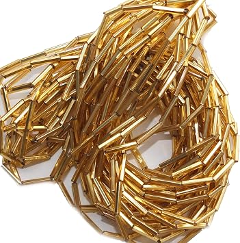 Gold Bugle Beads Size 5 Czech Silver Lined Full Hank Preciosa