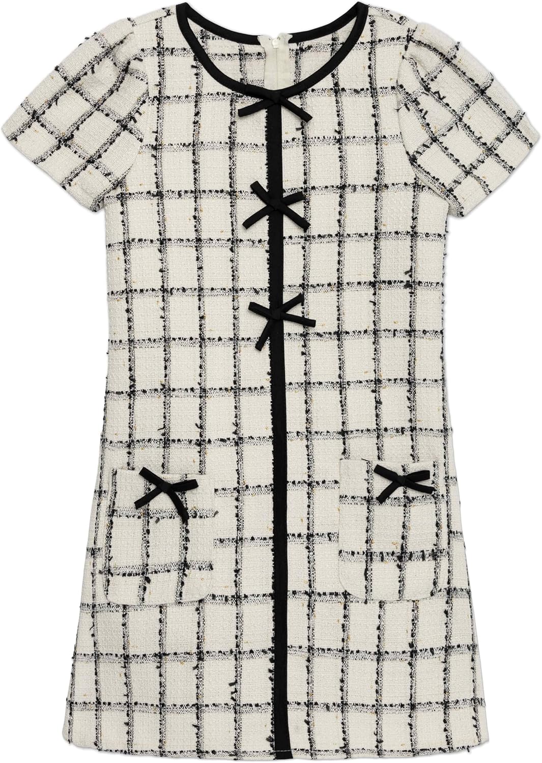 Speechless Girls' Short Sleeve Plaid Boucle Dress