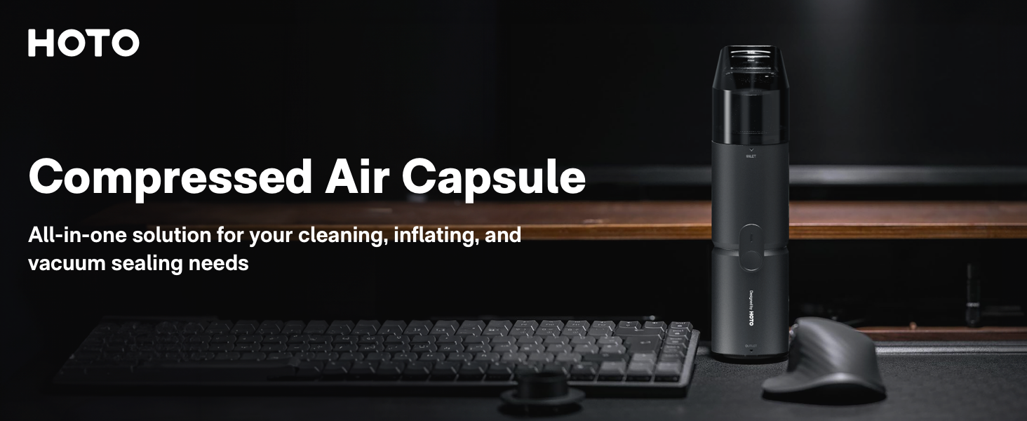 Aspirador e Soprador Elétrico Hoto Compressed Air Capsule Preto