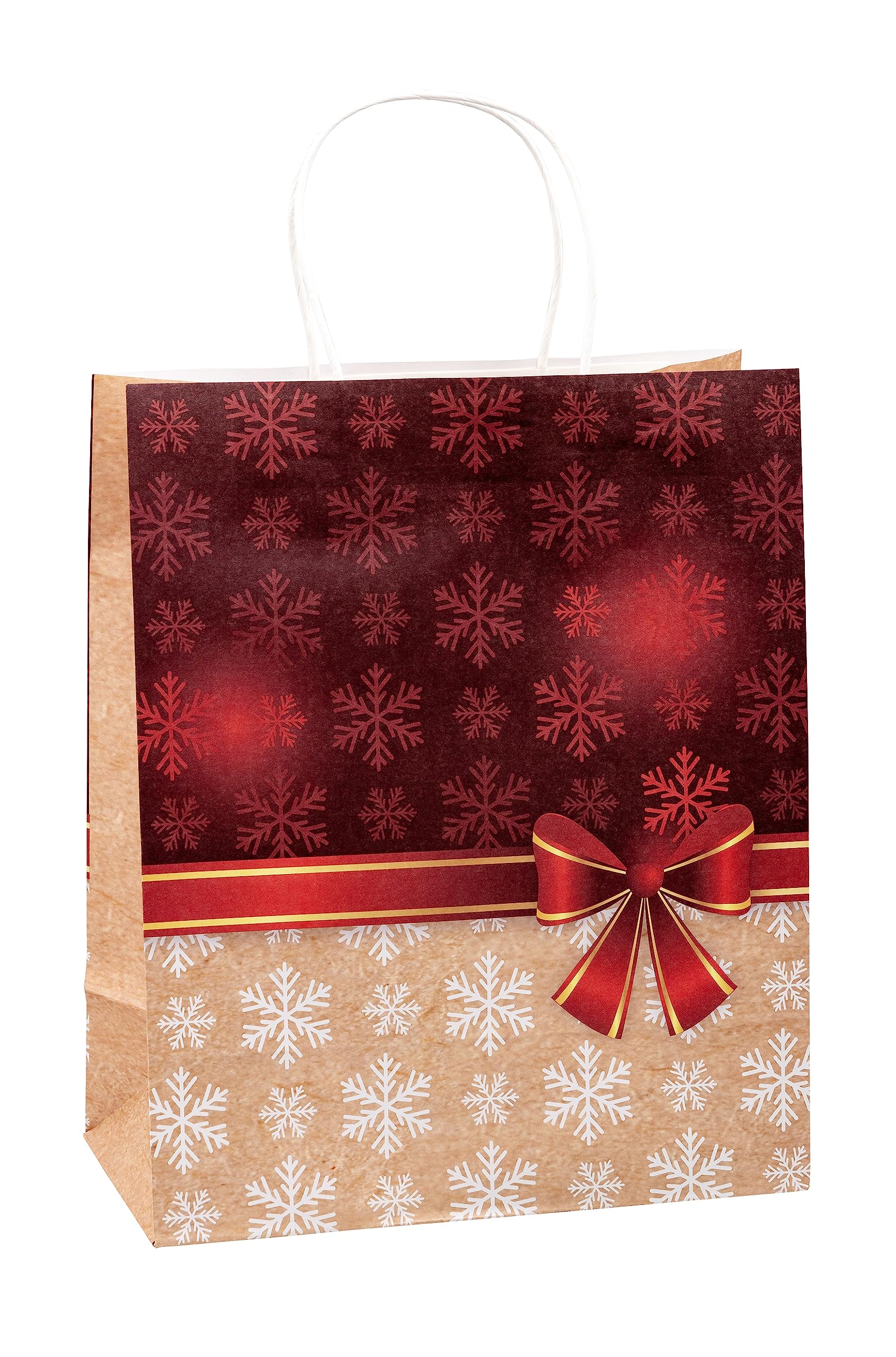TSI Torebki na prezenty z papieru typu kraft, Boże Narodzenie, opakowanie 12 sztuk, rozmiar: duże (wys. x szer. x gł. 32 x 26 x 13,5 cm), nr art. 88311