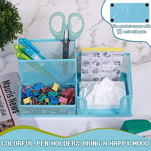 Miniatura 6 de Ludato Organizador de escritorio de malla con 3 compartimentos, 4 piezas, 3 compartimentos, organizador de escritorio y accesorios para escritorio,