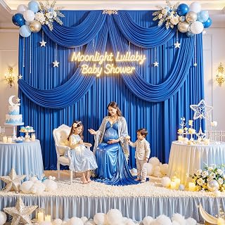 10ft x 10ft Wrinkle Free Royal Blue Backdrop Curtains for Party Stage Wedding Ceremony, Polyester Photography Backdrop Drapes Back Drop Cloth for Baby Shower,Rod Pocket Home Sliding Door Decoration