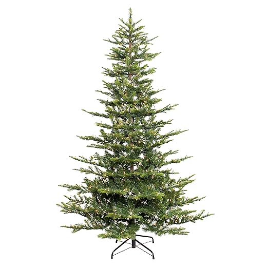 Puleo International 6.5 Foot Pre-Lit Aspen Fir Artificial Christmas Tree with 500 UL Listed Clear Lights, Green