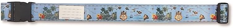 Hawaiian Luggage Strap – Adjustable Suitcase Belt with Tropical Design, Strong Buckle & ID Holder – Durable Travel Accessory, 71” x 2” (Islands of Hawai‘i – Blue)