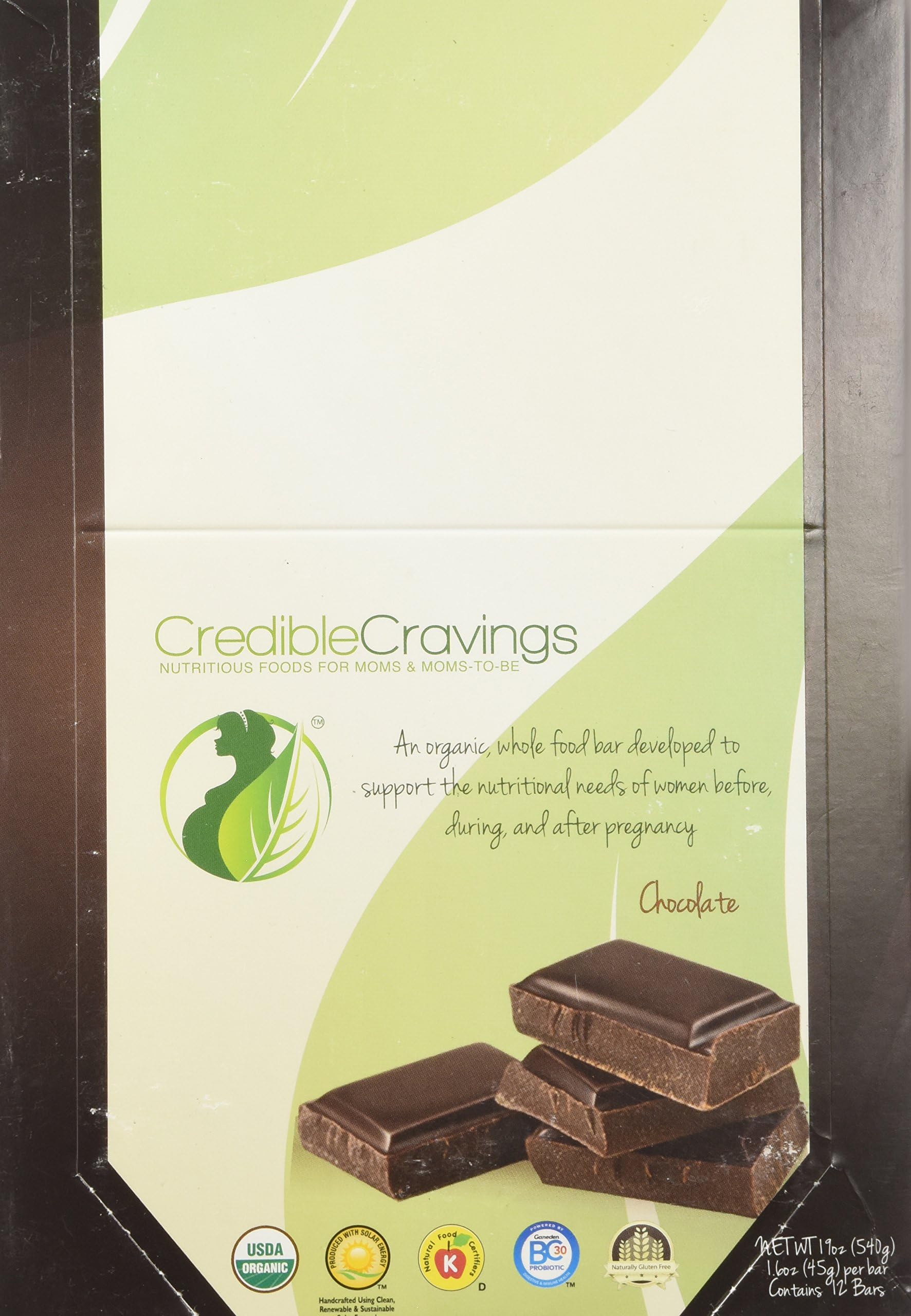 Organic Nutrition Bar for Women - 100% Organic Gluten Free Perinatal Bar - Chocolate (Box of 12)
