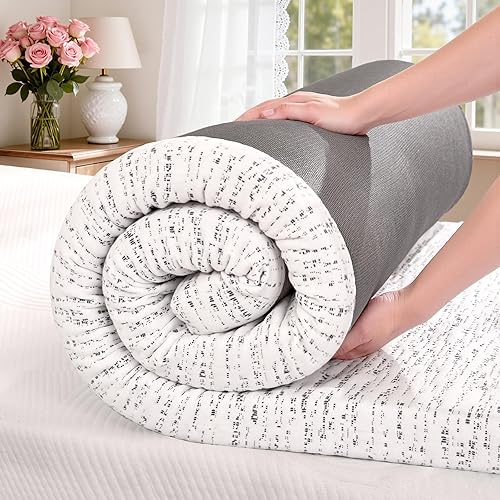 Vista 2 de SyMax Cubrecolchón de espuma viscoelástica, cubrecolchón de espuma con infusión de gel, transpirable con funda, alivia la presión, certificado