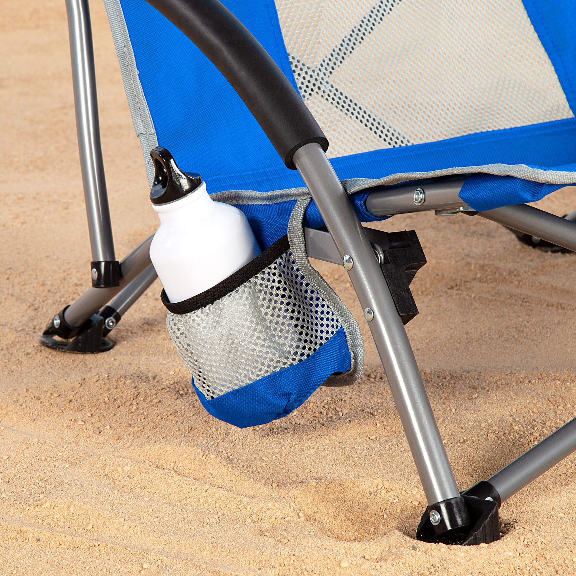 AKTIVE Pack de 4 chaises Pliantes de Plage, 50 x 51 x 67 cm, Structure en Acier, Tissu Polyester Respirant, Dessous de Verre latéral, Sac de Transport avec poignée bandoulière, légères et résistantes