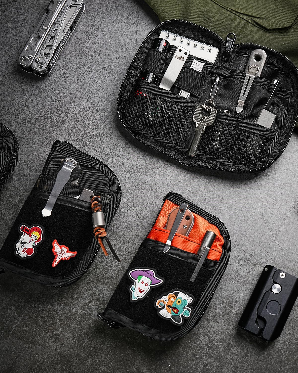 VIPERADE VE10 EDC Pouch Small Pocket Tool Pouch with 10 Compartments, Men's Pocket Organizer for Multitools, EDC Organizer with Patches Area for DIY - Image 2