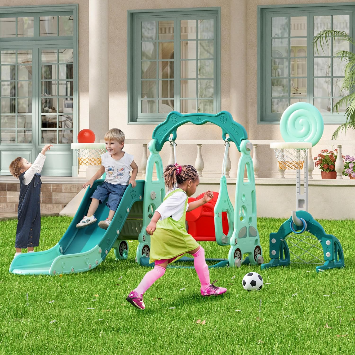 Adjustable Football Stand and Ring Toss